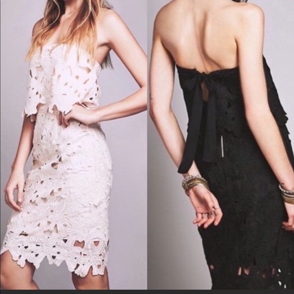 Free People Dresses & Skirts - Saylor for Free People Strapless Black Lace Dress
